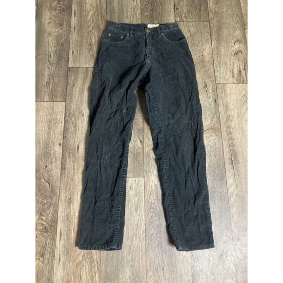 VINTAGE EDDIE BAUER BLACK PLEATED CORDUROY PANTS WOMENS SIZE 6 - Picture 1 of 6